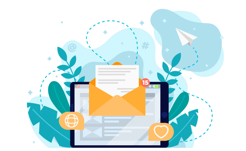 صورة لجهاز مع بريد إلكتروني